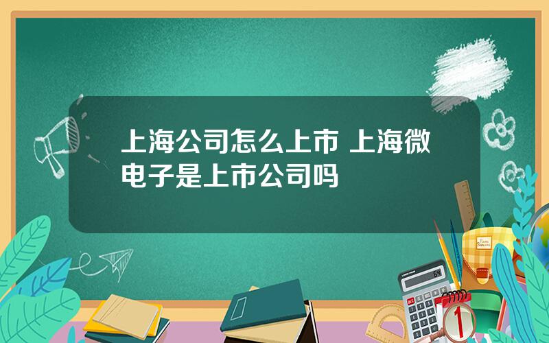 上海公司怎么上市 上海微电子是上市公司吗